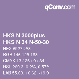 Código de color: HKS N 3000plus - HKS N 34 N-50-30 | qconv.com