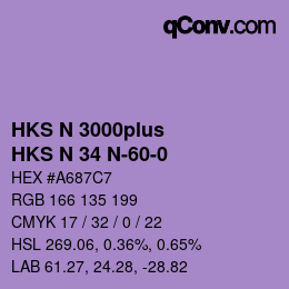 Color code: HKS N 3000plus - HKS N 34 N-60-0 | qconv.com