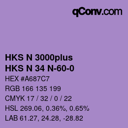 Código de color: HKS N 3000plus - HKS N 34 N-60-0 | qconv.com