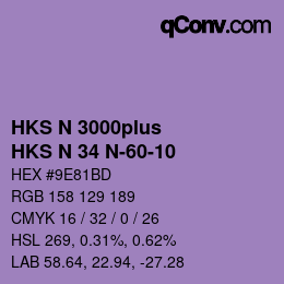 Code couleur: HKS N 3000plus - HKS N 34 N-60-10 | qconv.com