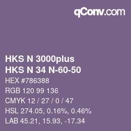 Code couleur: HKS N 3000plus - HKS N 34 N-60-50 | qconv.com
