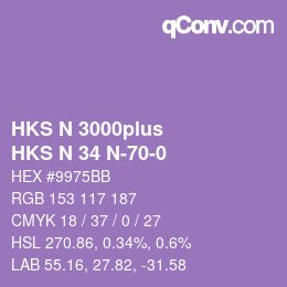 Color code: HKS N 3000plus - HKS N 34 N-70-0 | qconv.com