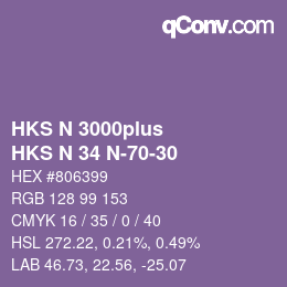Code couleur: HKS N 3000plus - HKS N 34 N-70-30 | qconv.com