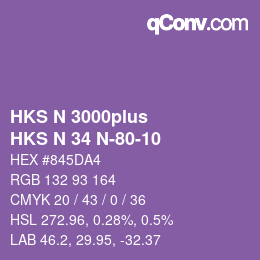 Color code: HKS N 3000plus - HKS N 34 N-80-10 | qconv.com