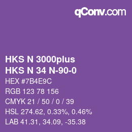 Color code: HKS N 3000plus - HKS N 34 N-90-0 | qconv.com