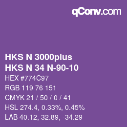 Color code: HKS N 3000plus - HKS N 34 N-90-10 | qconv.com