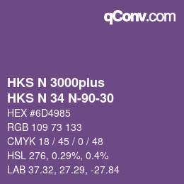 Color code: HKS N 3000plus - HKS N 34 N-90-30 | qconv.com
