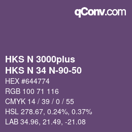 Color code: HKS N 3000plus - HKS N 34 N-90-50 | qconv.com