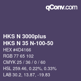 Farbcode: HKS N 3000plus - HKS N 35 N-100-50 | qconv.com