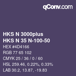 Color code: HKS N 3000plus - HKS N 35 N-100-50 | qconv.com