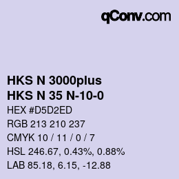 Color code: HKS N 3000plus - HKS N 35 N-10-0 | qconv.com