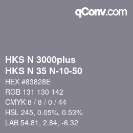 颜色代码: HKS N 3000plus - HKS N 35 N-10-50 | qconv.com
