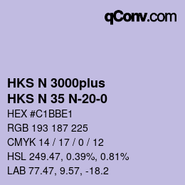 Color code: HKS N 3000plus - HKS N 35 N-20-0 | qconv.com