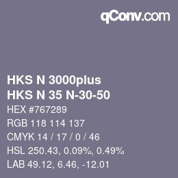 Color code: HKS N 3000plus - HKS N 35 N-30-50 | qconv.com