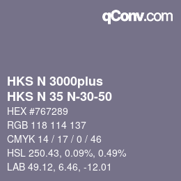 Code couleur: HKS N 3000plus - HKS N 35 N-30-50 | qconv.com