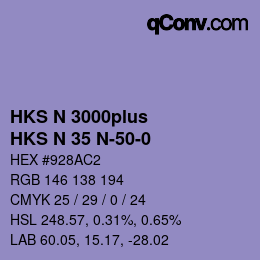 Color code: HKS N 3000plus - HKS N 35 N-50-0 | qconv.com