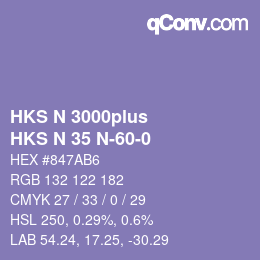 Color code: HKS N 3000plus - HKS N 35 N-60-0 | qconv.com