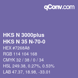 Color code: HKS N 3000plus - HKS N 35 N-70-0 | qconv.com