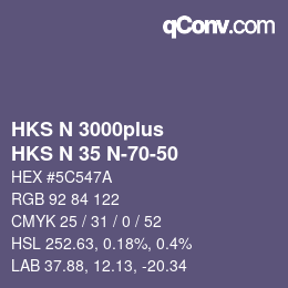 颜色代码: HKS N 3000plus - HKS N 35 N-70-50 | qconv.com