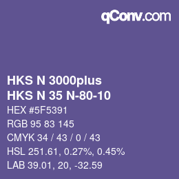 Code couleur: HKS N 3000plus - HKS N 35 N-80-10 | qconv.com