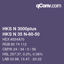 颜色代码: HKS N 3000plus - HKS N 35 N-80-50 | qconv.com