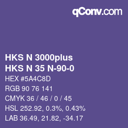 Farbcode: HKS N 3000plus - HKS N 35 N-90-0 | qconv.com