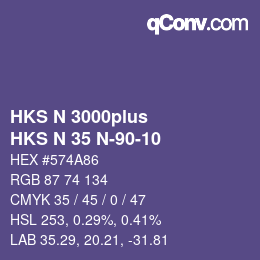 Color code: HKS N 3000plus - HKS N 35 N-90-10 | qconv.com