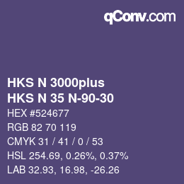 Color code: HKS N 3000plus - HKS N 35 N-90-30 | qconv.com