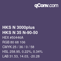 Color code: HKS N 3000plus - HKS N 35 N-90-50 | qconv.com