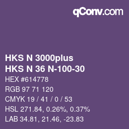 Color code: HKS N 3000plus - HKS N 36 N-100-30 | qconv.com