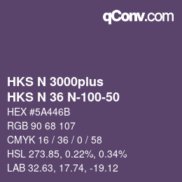 Code couleur: HKS N 3000plus - HKS N 36 N-100-50 | qconv.com
