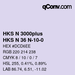 Código de color: HKS N 3000plus - HKS N 36 N-10-0 | qconv.com