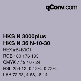 Code couleur: HKS N 3000plus - HKS N 36 N-10-30 | qconv.com