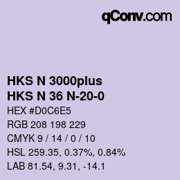 Farbcode: HKS N 3000plus - HKS N 36 N-20-0 | qconv.com