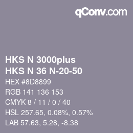 Código de color: HKS N 3000plus - HKS N 36 N-20-50 | qconv.com