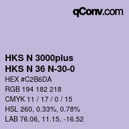 Color code: HKS N 3000plus - HKS N 36 N-30-0 | qconv.com