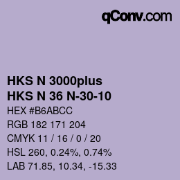 Color code: HKS N 3000plus - HKS N 36 N-30-10 | qconv.com