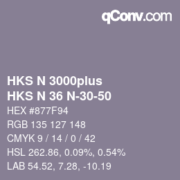 颜色代码: HKS N 3000plus - HKS N 36 N-30-50 | qconv.com