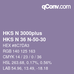 Código de color: HKS N 3000plus - HKS N 36 N-50-30 | qconv.com