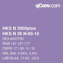 Color code: HKS N 3000plus - HKS N 36 N-60-10 | qconv.com