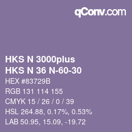 Código de color: HKS N 3000plus - HKS N 36 N-60-30 | qconv.com