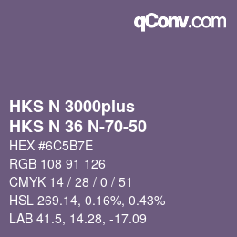Color code: HKS N 3000plus - HKS N 36 N-70-50 | qconv.com