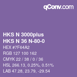 Color code: HKS N 3000plus - HKS N 36 N-80-0 | qconv.com