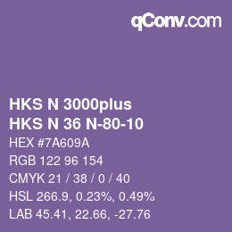 Color code: HKS N 3000plus - HKS N 36 N-80-10 | qconv.com