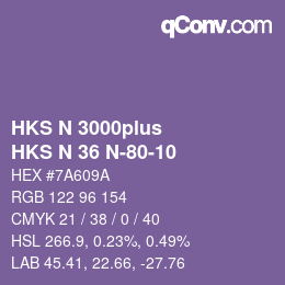 Código de color: HKS N 3000plus - HKS N 36 N-80-10 | qconv.com