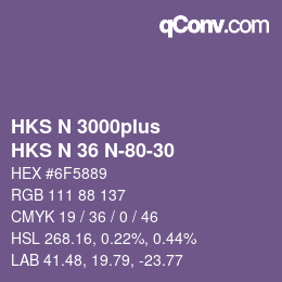 Color code: HKS N 3000plus - HKS N 36 N-80-30 | qconv.com