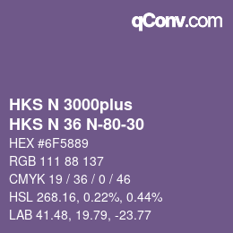 Código de color: HKS N 3000plus - HKS N 36 N-80-30 | qconv.com