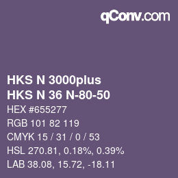 Color code: HKS N 3000plus - HKS N 36 N-80-50 | qconv.com