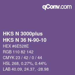 Color code: HKS N 3000plus - HKS N 36 N-90-10 | qconv.com