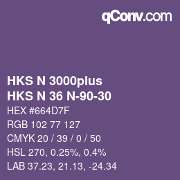 Farbcode: HKS N 3000plus - HKS N 36 N-90-30 | qconv.com